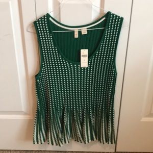Medium green Anthropologie sleeveless top. NWT